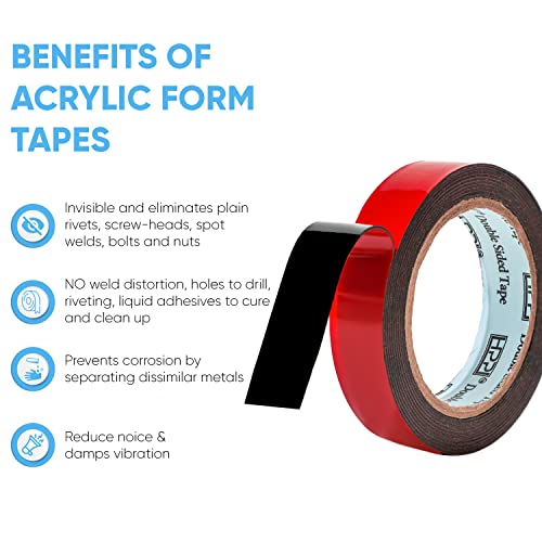HPP Double Sided Tape, Heavy Duty Tape, Strong and Permanent for Outdoor and Indoor (1in x 9ft) - size: 1in x 9ft