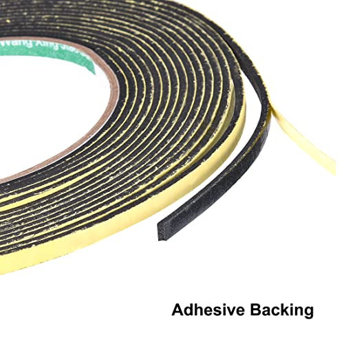 uxcell Sealing Foam Tape 5mm Wide 2mm Thick 5m/16.4ft Long, Self Adhesive Weather Strip for Window Door Insulation - size: 5mmx2mmx5m