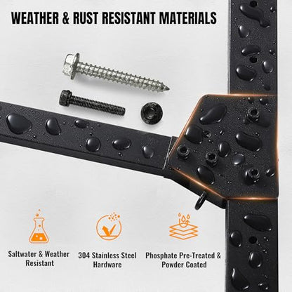 Kayak Wall Mount Rack, 45.3" Heavy Duty Canoe Storage Brackets, Foldable Space Saving Hanger, 304 Stainless Steel for Outdoor & Indoor, Fits SUP/Paddle Board(Black, 2-Tier) - size: H45.3"-2Kayaks-Wall Mount