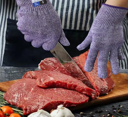 Cutting Gloves, Food Grade Level 5 Protection, Safety Kitchen Cut Gloves for Oyster Shucking, Fish Fillet Processing, Mandolin Slicing, Meat Cutting and Wood Carving. (Violet-Medium 2 Pairs) - color: Violet, size: Medium (Pack of 4)