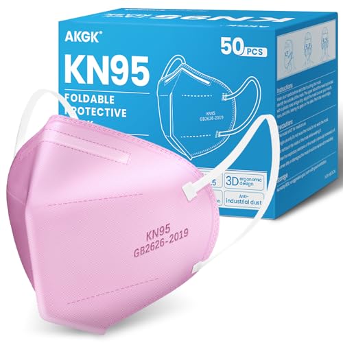 akgk KN95 Face Mask 50 PCS, Breathable Protection Masks, 5-Ply KN95 Hot Pink Masks, Cup Dust Safety Masks - color: Hot Pink