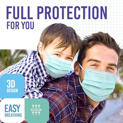 Medtecs Kids Face Mask Disposable - 2 Sizes Option (Child/Youth) 50 PCs - Comfy 3-Ply Breathable Children Masks, The Better Choice - Youth | Green - color: 07. Green, size: Youth - 50 PC