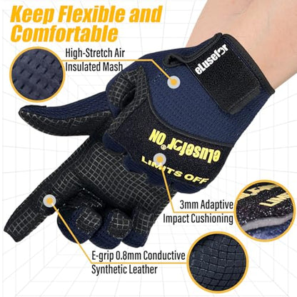 Work Gloves Men - 360°Touchscreen with Patented Wrap-Finger Design - High-Dexterity Grip for Mechanic, Warehouse - size: Large