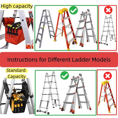 KVI Folding Ladder Tool Tray Bag, Fit A Frame Telescoping Extension Stepladder, No Need Repeated Up-Down Climbs Black - color: Standard Capacity