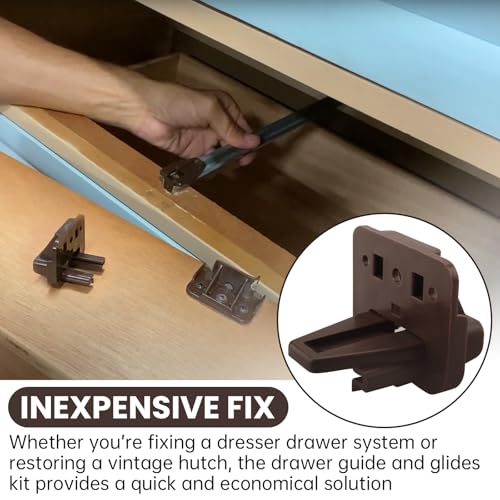 R 7321 Drawer Track Guide and Glides (2 Pack) & R 7221 21/32 inch x 1-1/8 inch, White Drawer Guide Kit (2-Pack)，Replacement Furniture Parts for Dressers, Hutches and Nightstand Drawer Systems