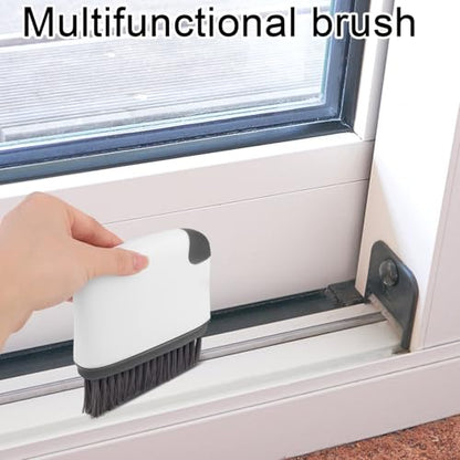 2pcs 2-in-1 Groove Cleaning Brush, 2025 Upgraded Crack Cleaner Tool Handheld Grout Brush for Window Tracks Sliding Doors Sills Tile Lines (Dark Gray) - color: Dark Gray