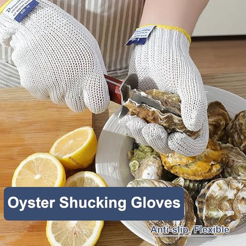 Dowellife Level 8 Reinforced Cut Resistant Gloves, Food Grade, Knife Safety Gloves for Meat Cutting, Oyster Shucking, Fish Fillet, Kitchen Slicing and Wood Carving, White, Large - size: Large (Pack of 1)