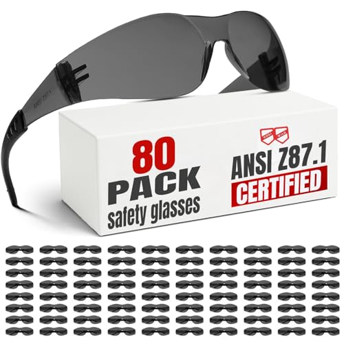ANSI Z87.1 Tinted Safety Glasses Bulk 80pack,Safety Sunglasses for men and women,Scratch & Impact Resistant UV protection sunglasses for Construction,Outdoor Sports & Work - color: 80pcs-grey