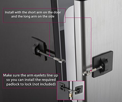 Refrigerator Door Lock Without Padlock - Black - color: 1-Pack, Black Without Padlock