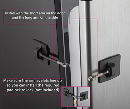 Refrigerator Door Lock Without Padlock - Black - color: 1-Pack, Black Without Padlock