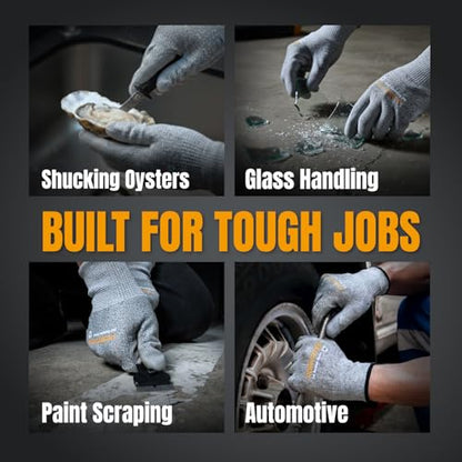 POWERTEC Cut-Resistant Work Gloves ANSI A5 – Touchscreen-Compatible, Oil-Resistant Grip, Breathable & Washable Safety Gloves for Construction, Tile Installation & Metalwork, 1 Pair, Size M (72375) - size: Medium, style: Cut Resistant Gloves