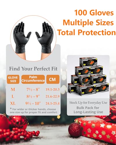 NITROSHIELD 9mil Heavy Duty Disposable Nitrile Gloves, Black XLarge 80Pcs -Chemical Resistant, Latex Powder Free Rubber Gloves Diamond Texture for Automotive, Mechanics, Cooking,BBQ, Industrial Use - color: Black-80, size: X-Large