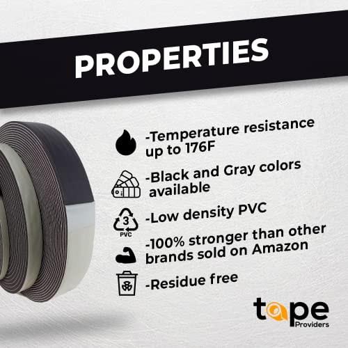 WOD SSFLDFT Closed Cell Sponge Rubber Foam Tape, 1/8 inch Thick, 2 inch x 75 ft. Made in USA Weatherstrip Seal, Windows and Doors Adhesive, Sound Proof Insulation, Black - size: 2"W,1/8"T,75'L