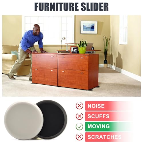 Furniture Sliders, 12 Pcs 3 1/2'' Furniture Sliders Pads for Hardwood Floors, Chair Legs Floors Protectors, Reusable Round Glides Glider, Heavy Duty Furniture Movers Sliders (12, 3.5inch，Milk White)