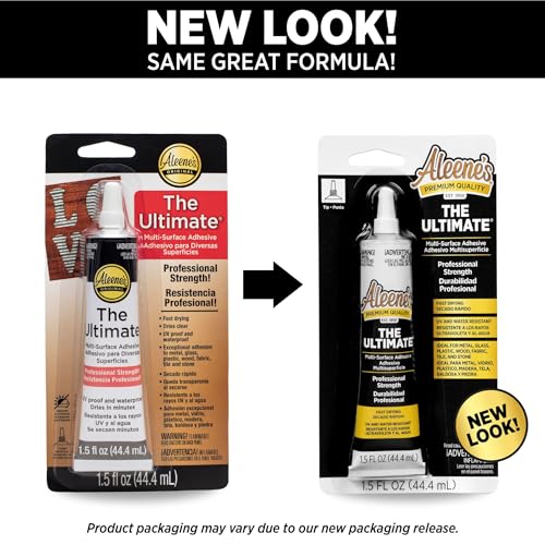 Aleene's The Ultimate Multi-Surface Adhesive, Professional Strength Glue, Strong Bond, Fast Drying, UV & Water Resistant, Repairs, Models, Metal, Glass, Plastic, Wood, Fabric, Tile 1.5 fl oz