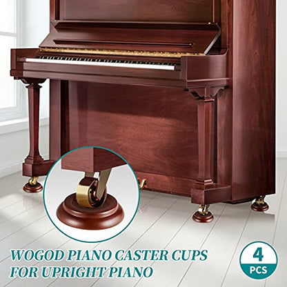 Piano Caster Cups - Upright Piano Wheel Floor Protectors Piano Coasters .Set of 4 - color: Brown