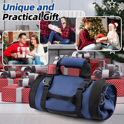 Tool Roll Bag, Heavy Duty Tool Organizer Roll Up, Portable Tool Storage Bag Easily Hanging on the Wall and Car for Professional Mechanics, Electricians, Carpenters, and Hobbyists, Blue