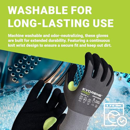 Armor Guys 00-810 Kyorene Pro Graphene Black Nitrile Work Gloves (ANSI Cut Level A1) – Touchscreen Compatible, Ergonomic, Light Gloves for Gardening, Warehousing & Maintenance – Medium (12 pairs) - size: Medium (Pack of 12)