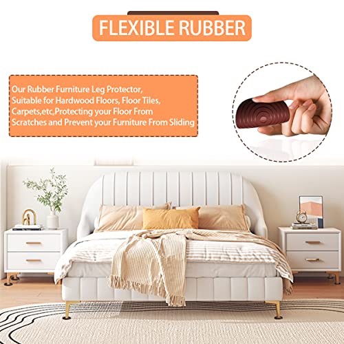 32Pcs 3.5in Furniture Coasters Non-Slip Bed Leg Pads Round Rubber Anti Sliding Caster Cups for Hardwood Floors Brown - size: 3.5in Brown 32Pcs