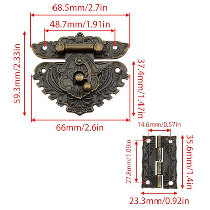 Green Bronze Jewelry Box Hinges and Latches Jewelry Box Latch for Jewelry Box Hardware 2PCS Latches and 4PCS Hinges with Matching Screw Kits 2 Set