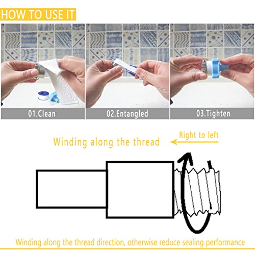 VOTMELL 4 Rolls 3/4 Inch(W) X 520 Inches(L) Teflon Tape for Plumbers, PTFE Thread Seal, Pipe Sealing, Shower Head - White
