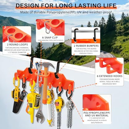 Lineman Tool Board, Bucket Truck Hook Organizer, Bucket Truck Accessories for Lineman, Including Four Hook for Aerial Baskets(Two 3” and Two 2”)