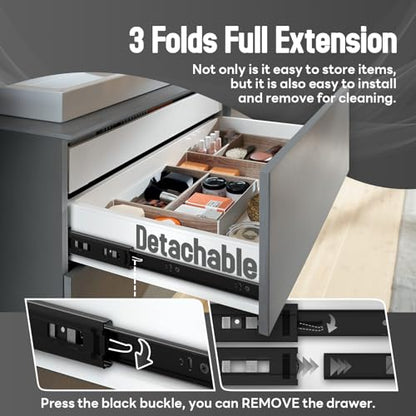 1 Pair Soft Close Drawer Slides Rails 12 14 16 18 20 22 24 Inch 100 lb Load Capacity Side Mount Full Extension Cabinet Runner Self Slow Closing Ball Bearing Metal Dresser Black， 12 inch - color: Soft Close, size: 12 Inch