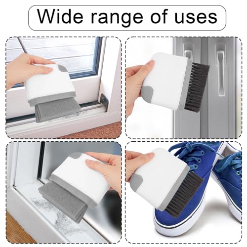 2pcs 2-in-1 Groove Cleaning Brush, 2025 Upgraded Crack Cleaner Tool Handheld Grout Brush for Window Tracks Sliding Doors Sills Tile Lines (Light Gray) - color: Light Gray
