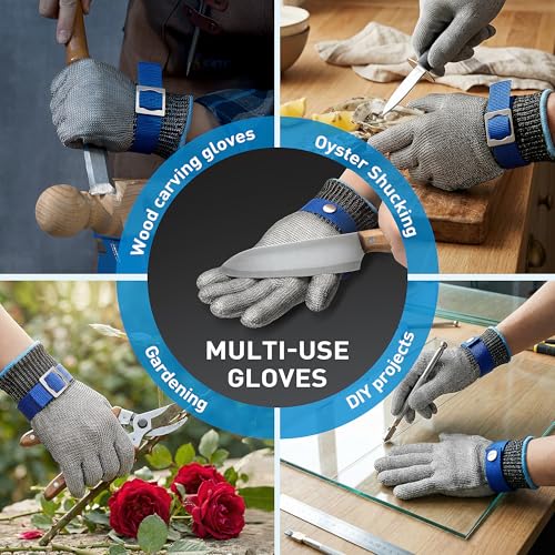 SATC ANSI A9 Cut Resistant Glove, Food Grade Stainless Steel Cutting Glove for Kitchen Cooking, Oyster Shucking - size: Large