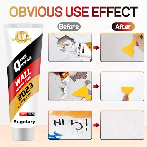 Sugelary Drywall Patch Repair Kit with Scraper, Wall Spackle Repair Paste, Wall Mending Agent Quick and Easy Solution to Fill the Holes for Home Wall, Plaster Dent Repair and Wood Scratch Repair - color: 1 Pack