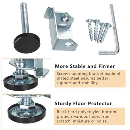OwnMy Adjustable Corner Leveling Feet Heavy Duty Furniture Levelers Legs for Uneven Floors, 4 Left and 4 Right Workbench Cabinet Leveling Feet Table Leg Brackets for Shelves, Wardrobes, Beds