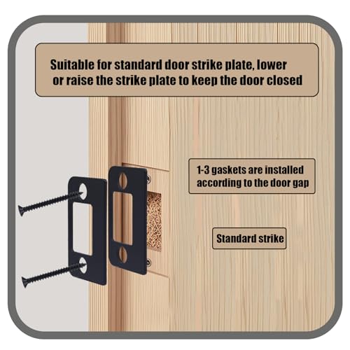 BOXOB 3pcs Standard Door Lock Strike Plate, Universal Security Striker Door Strike Spacer Shim Accessories Parts with Screws Gap Kit for Interior and Exterior Latch Plate Alignment