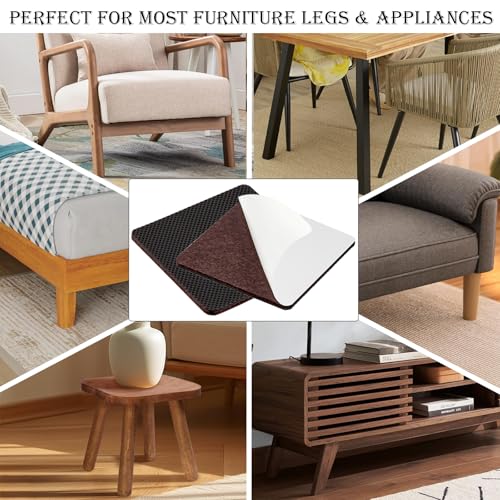Fursafe&Q Non Slip Furniture Pads - Self Adhesive Rubber Anti Skid Pads Furniture Grippers for Hardwood Floors Rubber Chair Feet Pads Protectors Talbe Legs Anti Slip 16 Pcs 3" Square