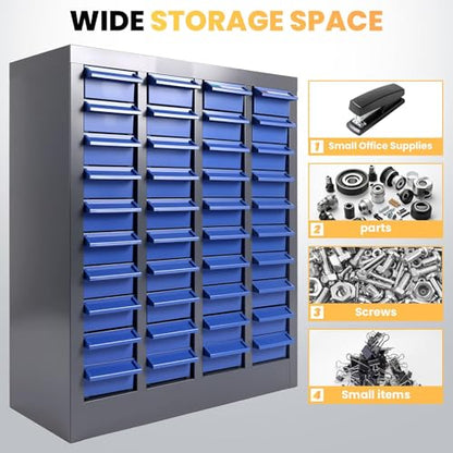 Large Parts Cabinet : 40-Drawer Nut and Bolt Organizer with ABS Drawers, Adjustable Dividers, Labels, 420-Pound Capacity for Hardware Storage (21x9x25In) - size: 40-Drawer
