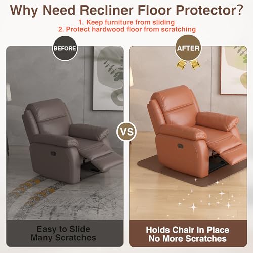 Non Slip Recliner Pads For Hardwood Floors, Recliner Floor Protector Keep Recliner From Sliding, Recliner Slide Stoppers, Under Recliner Mat, Furniture Pad For Recliner, Recliner Gripper,Recliner Grip - size: Square-Brown