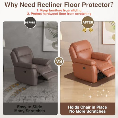 Non Slip Recliner Pads For Hardwood Floors, Recliner Floor Protector Keep Recliner From Sliding, Recliner Slide Stoppers, Under Recliner Mat, Furniture Pad For Recliner, Recliner Gripper,Recliner Grip - size: Square-Brown