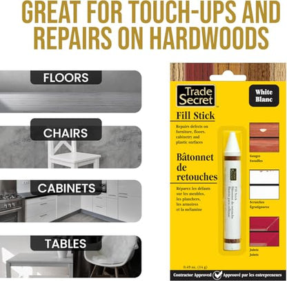 Wood Scratch Repair Fill Stick, White Furniture Touch Up Pen for Cabinets, Hardwood Floors, Wood Trim, Plastic Surfaces - color: White