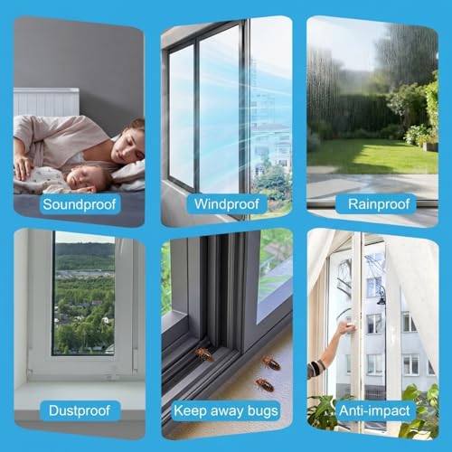 39FT Weather Stripping Door and Window Seal, Self-Adhesive Soundproofing Seal Strip, 0.35" Wide x 0.2" Thick, Draft Stopper for Doors & Windows (Grey, 39.4FT, 0.35'' Wide X 0.35'' Thick) - size: 39.4ft, 0.35'' Wide X 0.35'' Thick