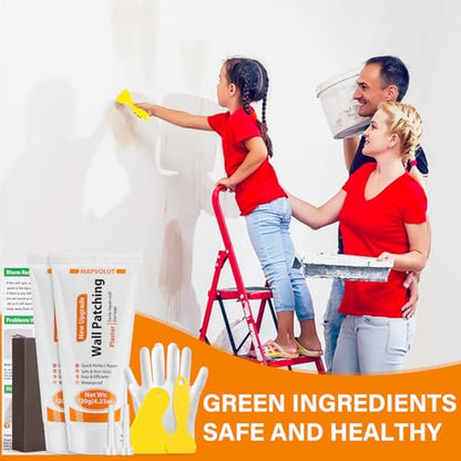 MAPVOLUT Drywall Repair Kit, 2 Pack Wall Mending Agent with 2 Scraper, Proective Gloves, Quick and Easy Solution to Fill The Holes and Crack for Home Wall, Plaster Wall Dent Repair