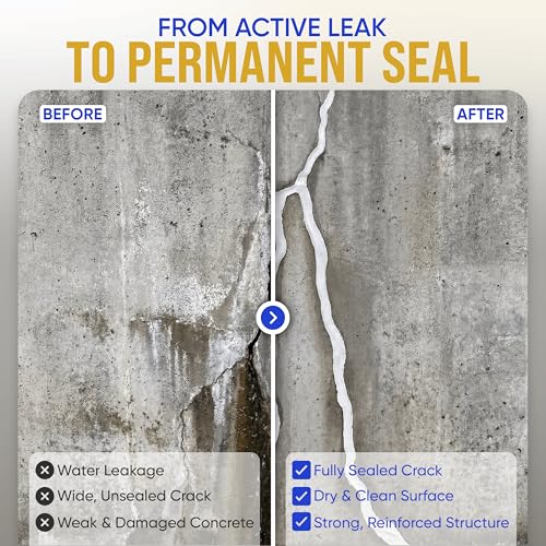 SolidFix 10ft Concrete Crack Repair Kit with All Tools – Professional Urethane Injection System – Wall Repair Paste for DIY Projects -Ideal Crack Filler to Stop Basement & Foundation Leak Permanently