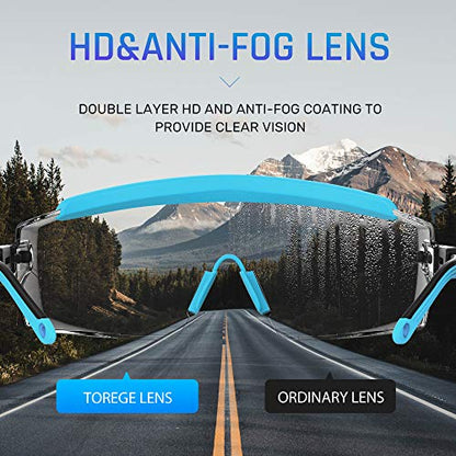 Anti Fog Safety Glasses Safety Goggles Over Glasses Protective Glasses with Anti Scratch Lenses Adjustable - color: Sky Blue