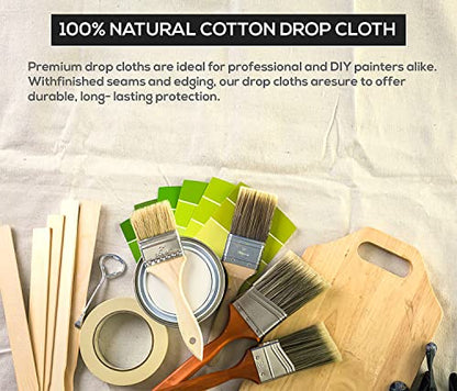 Canvas Drop Cloth for Painting (Size 4x12 Feet - Pack of 2) Painters Drop Cloth for Painting, Furniture, Curtains & Floor Protection - All Purpose Thick Canvas tarp with Double Stitched Edges - size: 4x5 Feet - 1 Pk