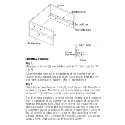 Prime-Line MP7212 Drawer Slide Kit – Replace Drawer Track Hardware – Self-Closing Design –Fits Most Bottom/ Side-Mounted Drawer Systems –19-3/4 In. Steel Tracks, Plastic Wheels, White (1 Pair)