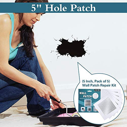 5'' by 5'' Drywall Repair Kit, 5 Pcs Self-Adhesive Wall Mesh, Large Hole Patch for Sheet Rock, Aluminum Metal Sheetrock Ceiling Dry Wall - size: 5" x 5" - 5 Pcs