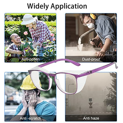 Safety Glasses for Men Women Nurses Anti Fog Stylish Fashion Comfortable Goggles with Side Shields Eye Protection for Adult - color: Dark Purple