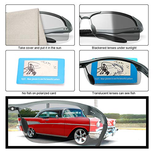 YIMI Men Photochromic Polarized Sports Sunglasses Cycling Fishing Driving Glasses UV Protection Eyeglasses Anti Glare Eyewear - color: 8003 Gun Color