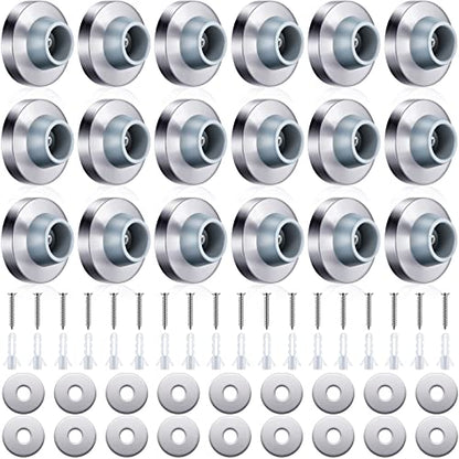 Pangda Concave Wall Door Bumper Stop Silver Stainless Steel Wall Door Bumper with 1-1/8 Inch Gray Round Rubber Protector Stops(Silver,18 Pieces) - color: Silver
