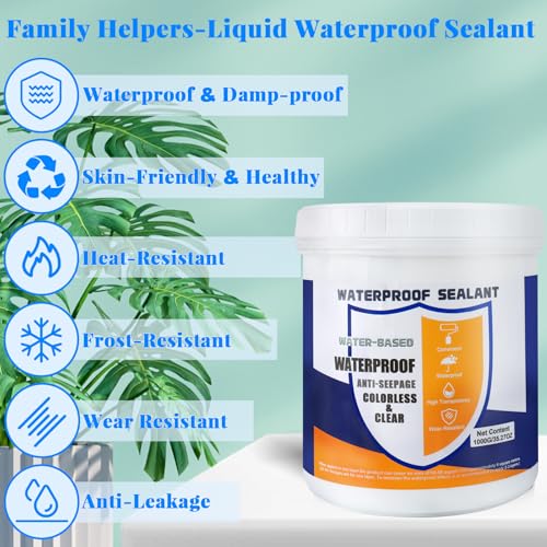 Invisible Waterproof Sealant & Transparent Coating - 70.6 oz Liquid Leak Repair for Roof, Walls, Bathroom, Kitchen | Indoor/Outdoor Use with 3 Brushes | Anti-Leakage & Crack Protection - color: Transparent-70.6 oz