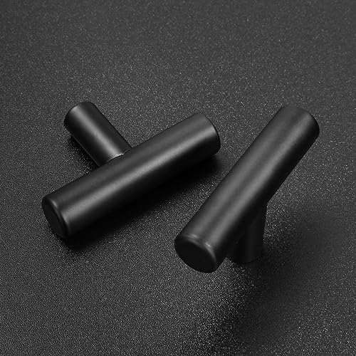Estmoon 30 Pack Cabinet Knobs Matte Black Drawer Knobs Stainless Steel 2 Inch Overall Length Dresser Knobs for Cabinets Cupboard Bathroom Kitchen Hardware, Single Hole T Bar Knobs - color: Matte Black, size: 1 Hole Mount, style: Knob 30 Pack