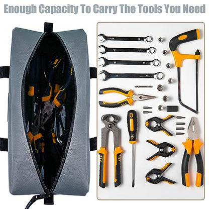 MELOTOUGH Utility Tool Tote bag Combo Kit-Includes 2 Medium Tool Organizer Bags for Electrician, Plumbing, Gardening, HVAC & More (14 inch,Black&Grey) - color: Black & Grey
